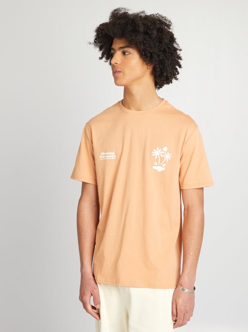 T-shirt em jersey de gola redonda - Kiabi