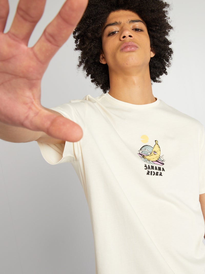 T-shirt em jersey de gola redonda BEGE - Kiabi