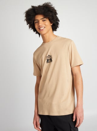 T-shirt em jersey de gola redonda