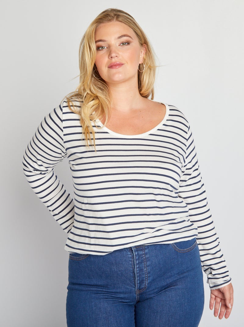 T-shirt em jersey de gola redonda BRANCO - Kiabi
