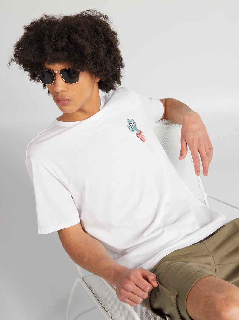 T-shirt em jersey de gola redonda BRANCO - Kiabi