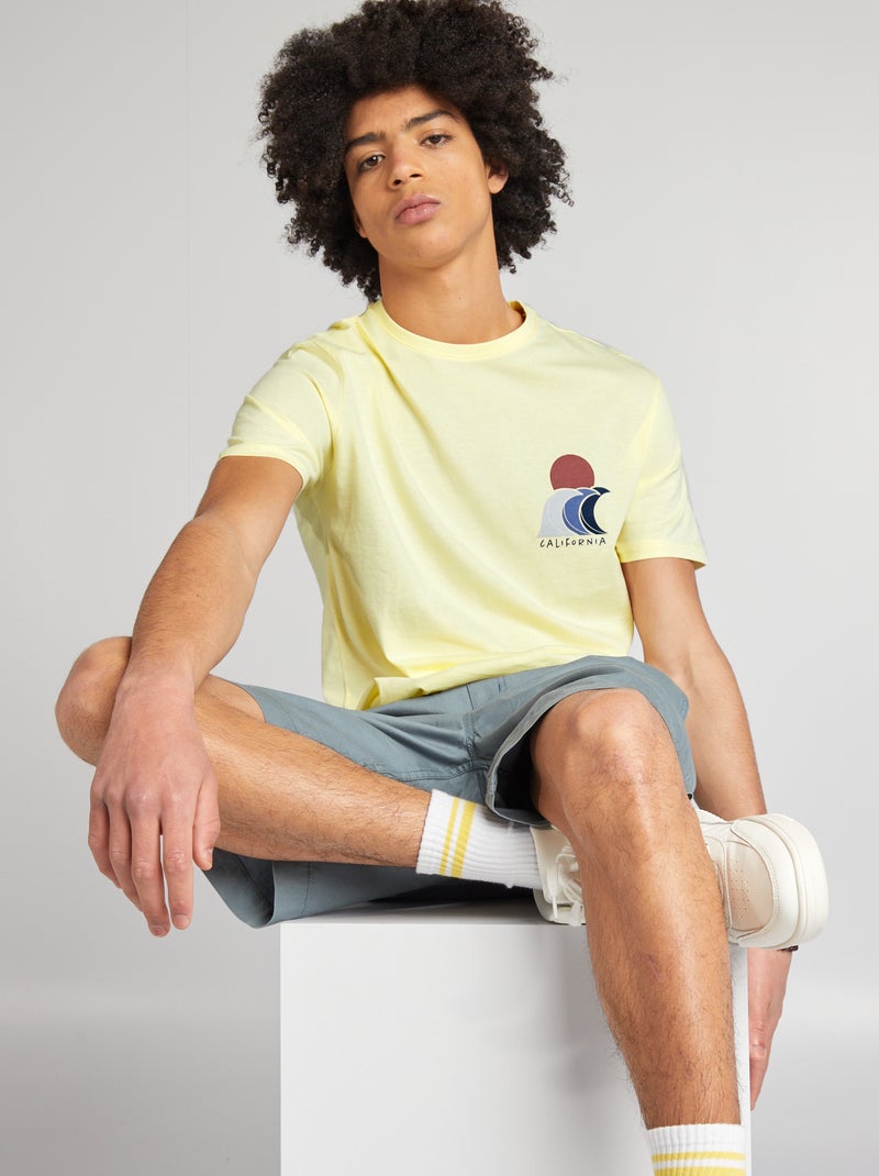 T-shirt em jersey de gola redonda BRANCO - Kiabi