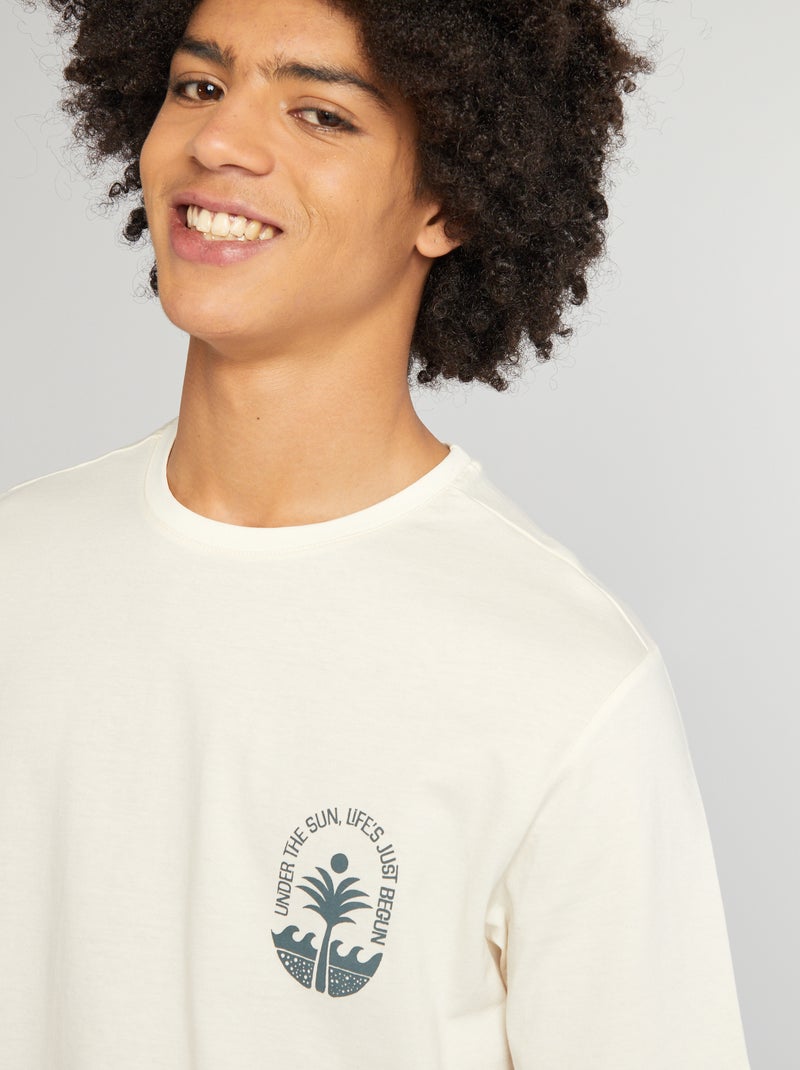T-shirt em jersey de gola redonda BRANCO - Kiabi