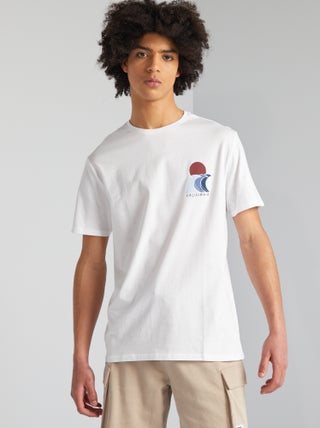 T-shirt em jersey de gola redonda