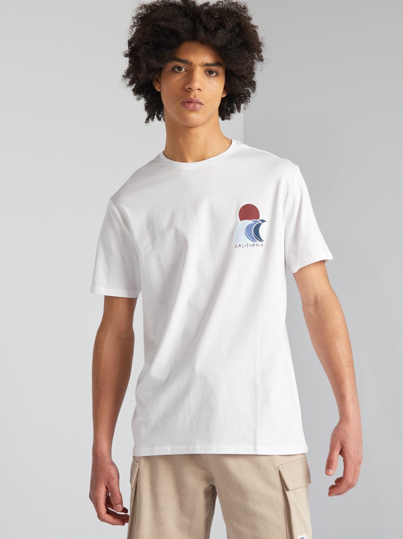 T-shirt em jersey de gola redonda BRANCO - Kiabi