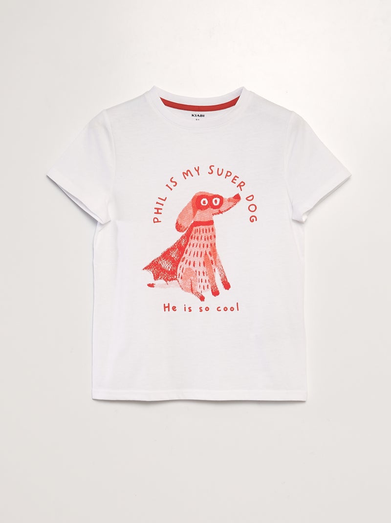 T-shirt em jersey de gola redonda BRANCO - Kiabi
