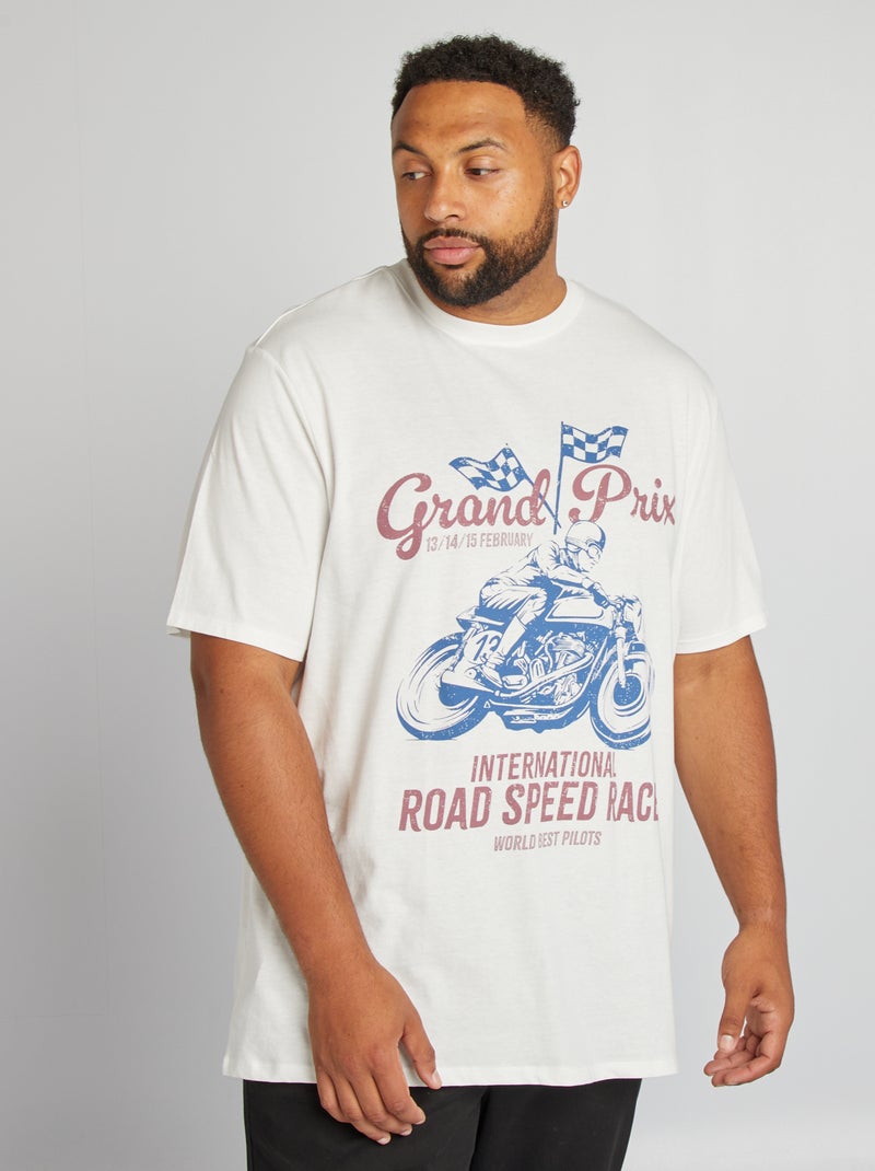 T-shirt em jersey de gola redonda BRANCO - Kiabi