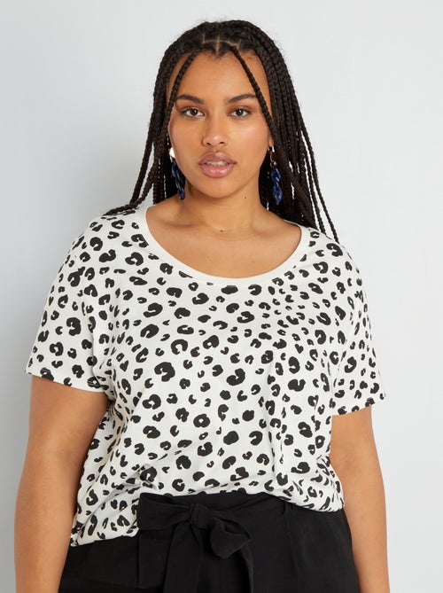 T-shirt em jersey de gola redonda - Kiabi