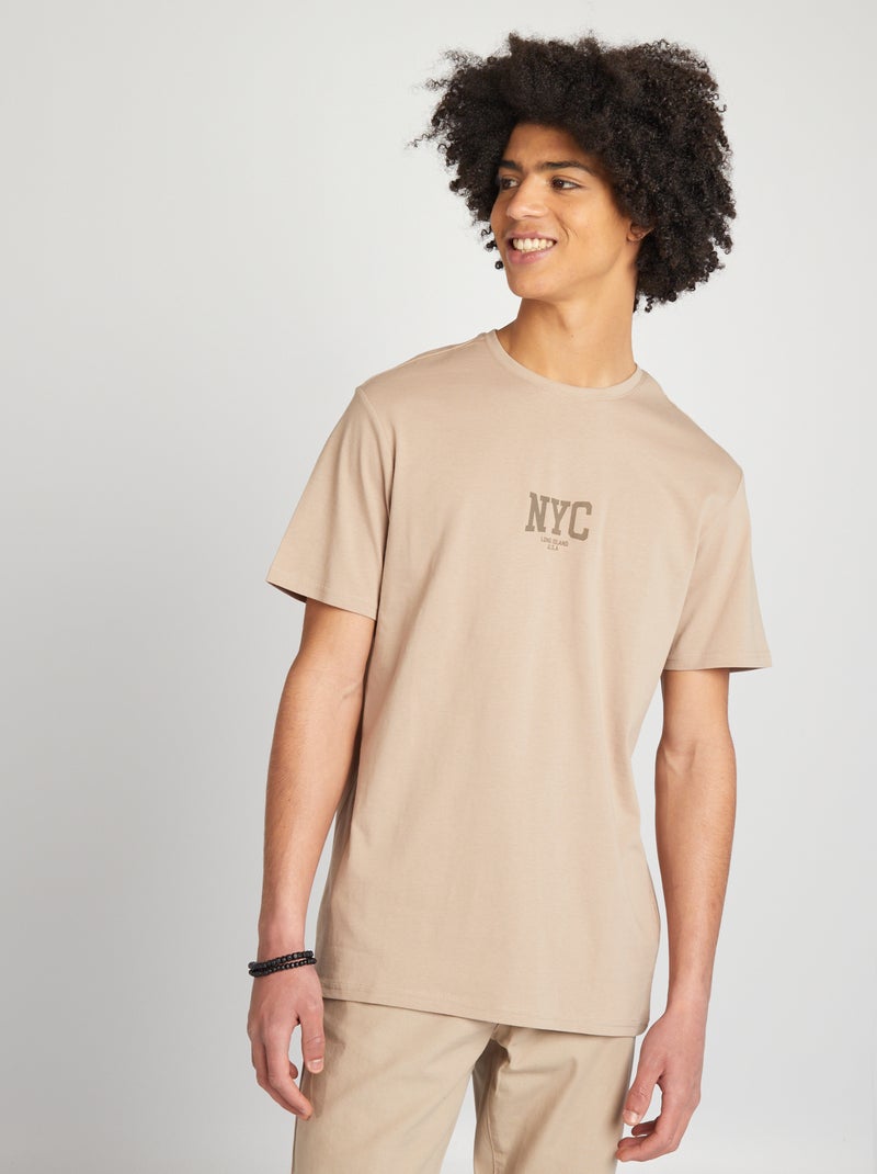 T-shirt em jersey de gola redonda CINZA - Kiabi