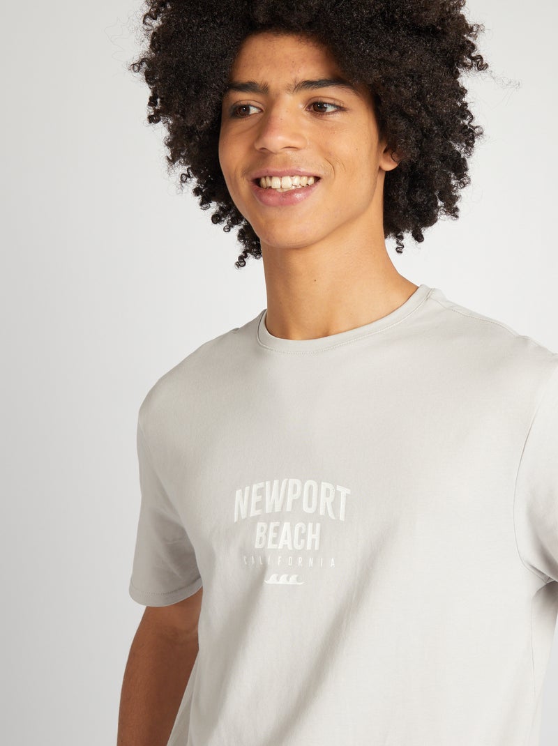 T-shirt em jersey de gola redonda CINZA - Kiabi