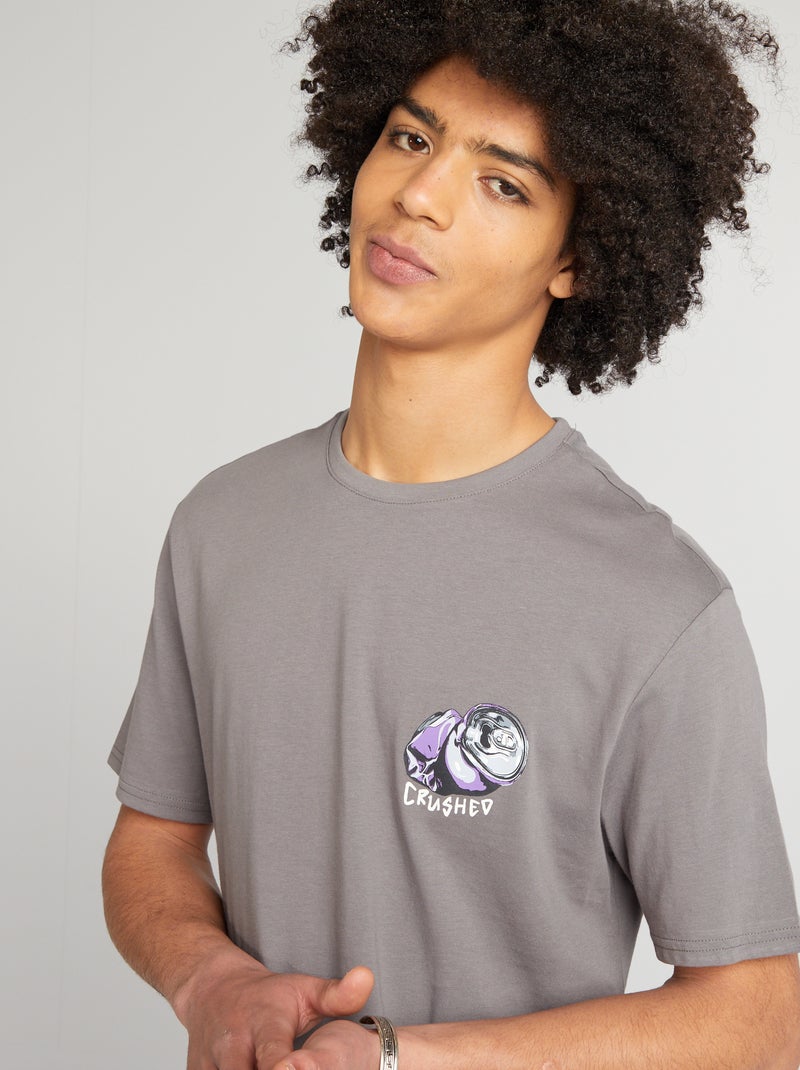 T-shirt em jersey de gola redonda CINZA - Kiabi
