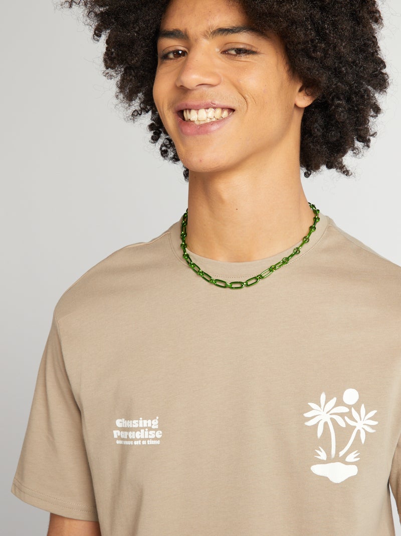 T-shirt em jersey de gola redonda CINZA - Kiabi