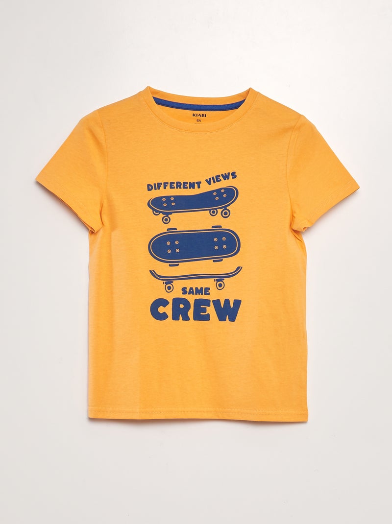 T-shirt em jersey de gola redonda LARANJA - Kiabi