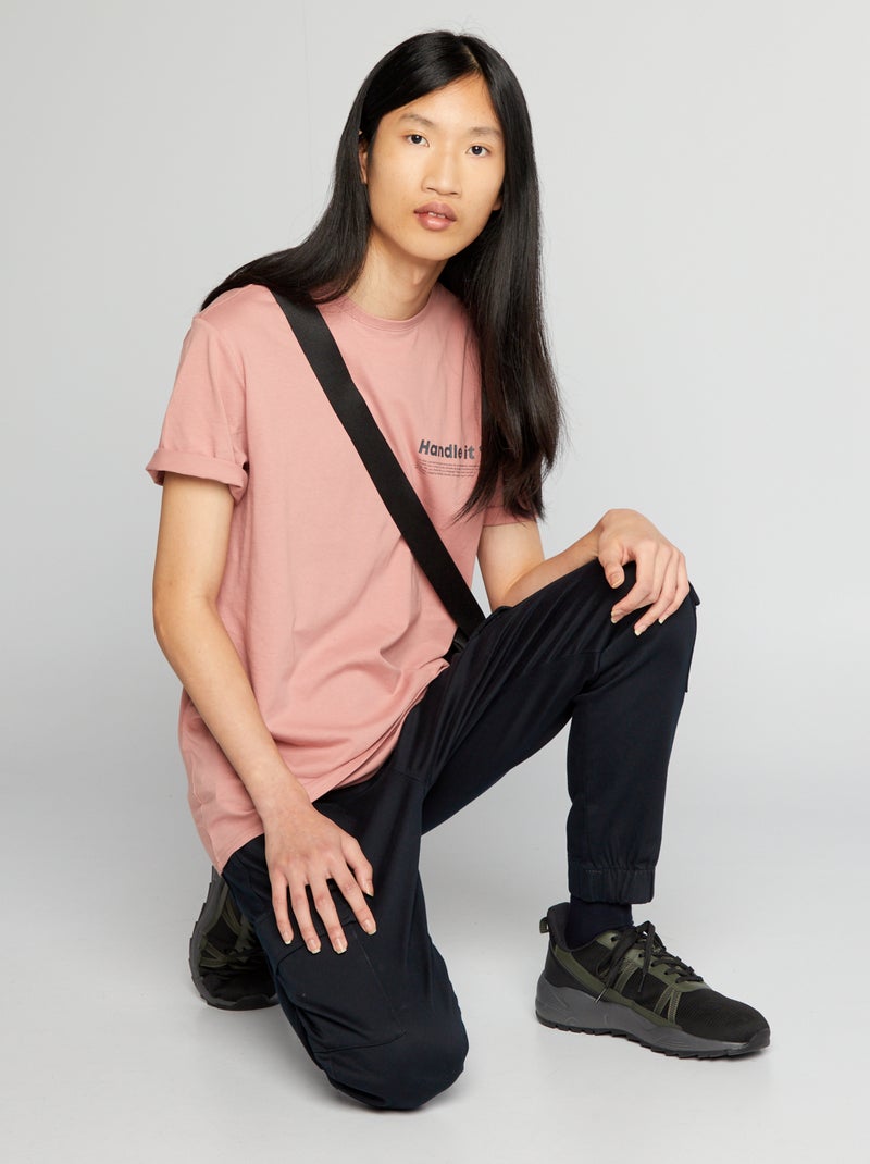 T-shirt em jersey de gola redonda ROSA - Kiabi