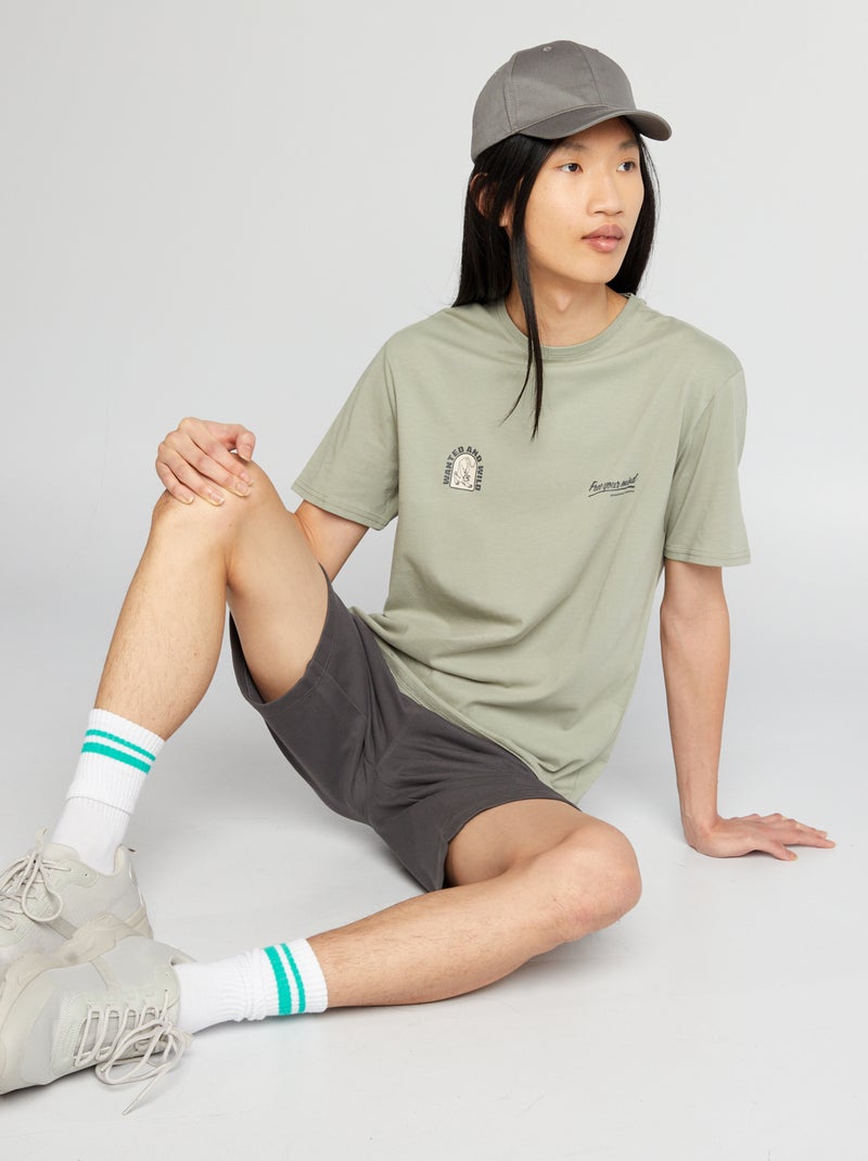 T-shirt em jersey de gola redonda VERDE - Kiabi