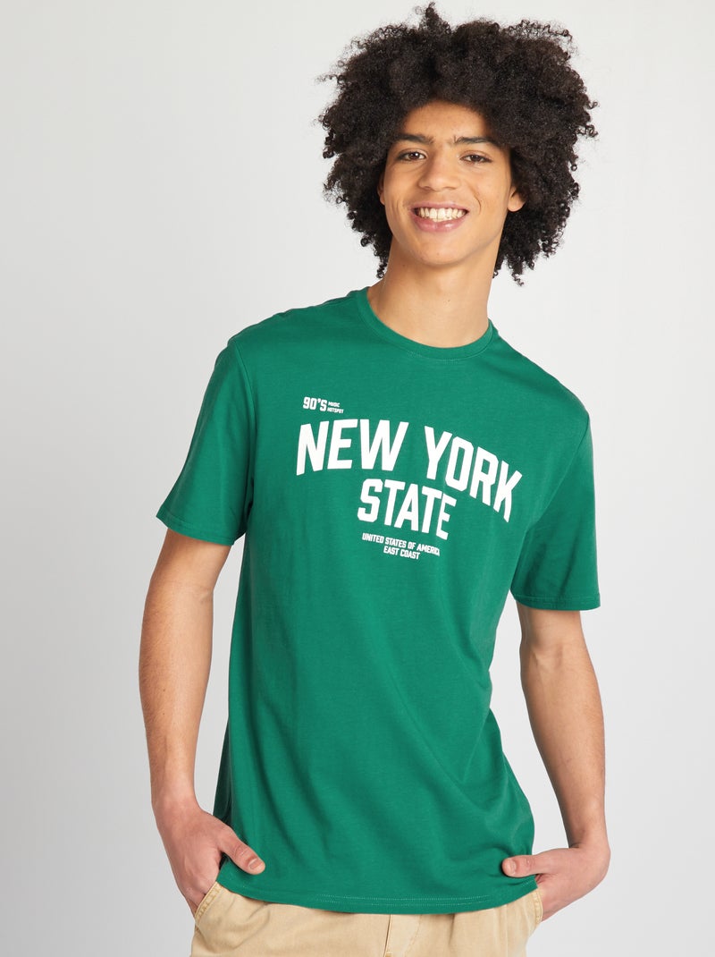 T-shirt em jersey de gola redonda VERDE - Kiabi