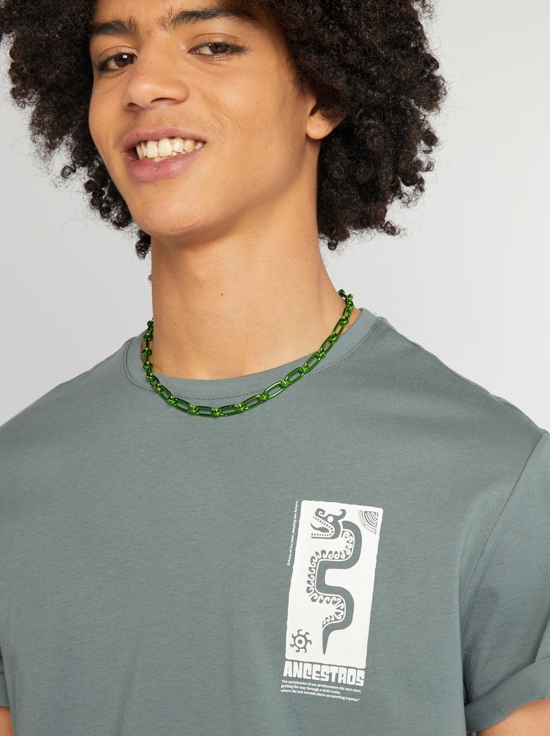 T-shirt em jersey de gola redonda VERDE - Kiabi