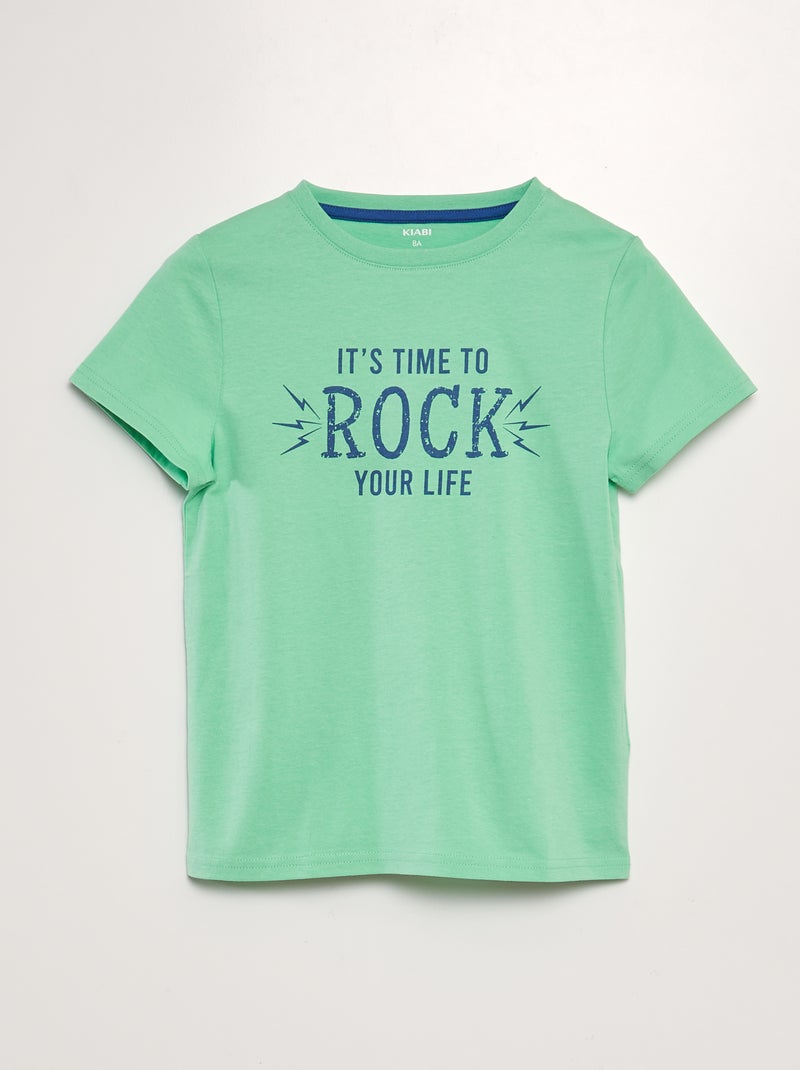 T-shirt em jersey de gola redonda VERDE - Kiabi