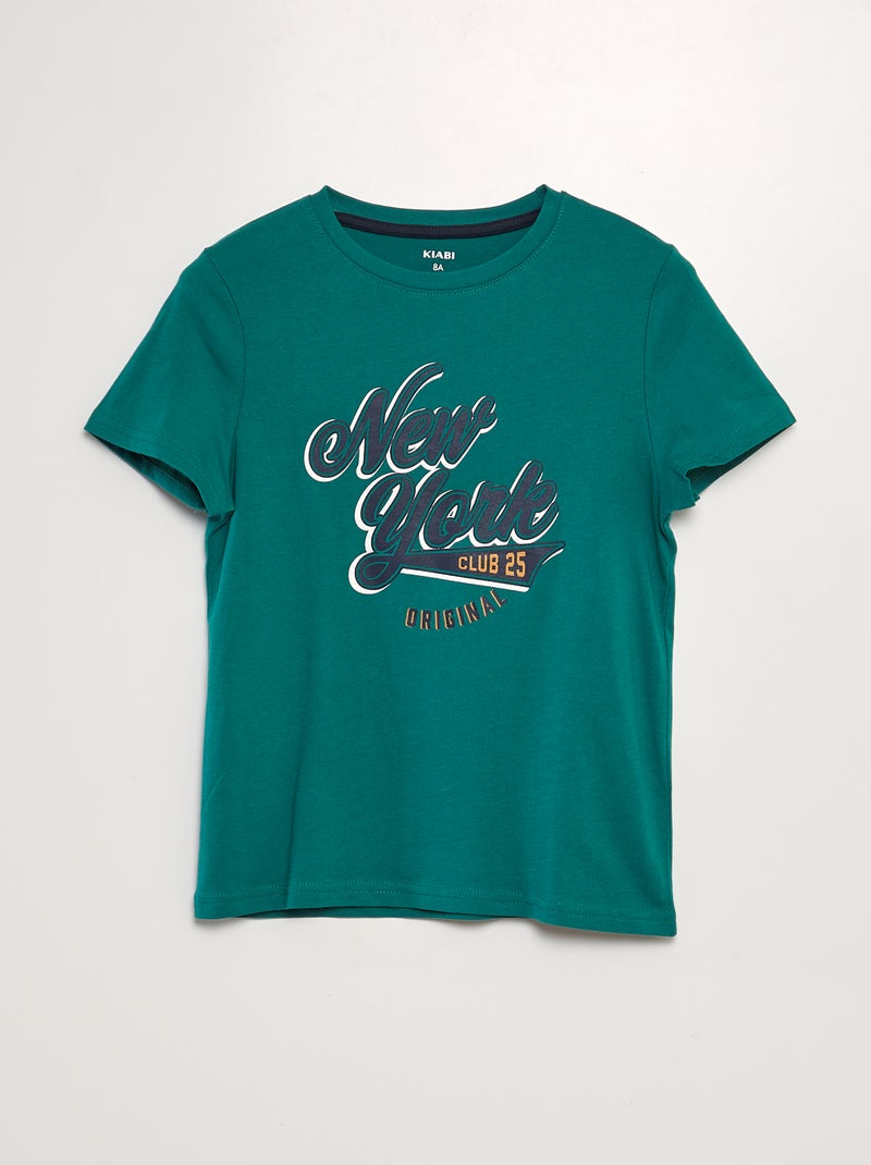 T-shirt em jersey de gola redonda VERDE - Kiabi
