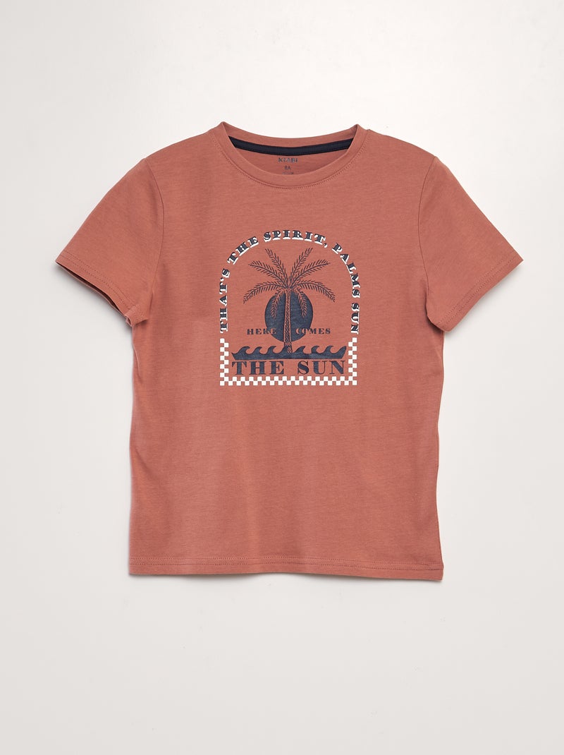 T-shirt em jersey de gola redonda VERMELHO - Kiabi