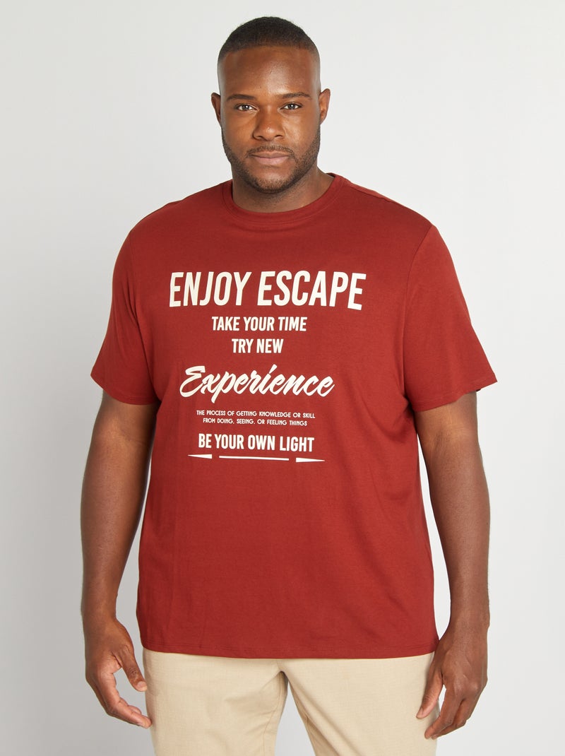 T-shirt em jersey de gola redonda VERMELHO - Kiabi