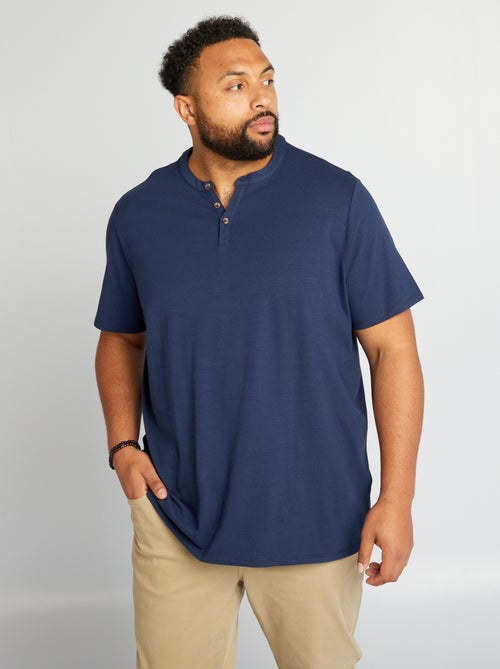T-shirt em jersey de gola tunisina - Kiabi