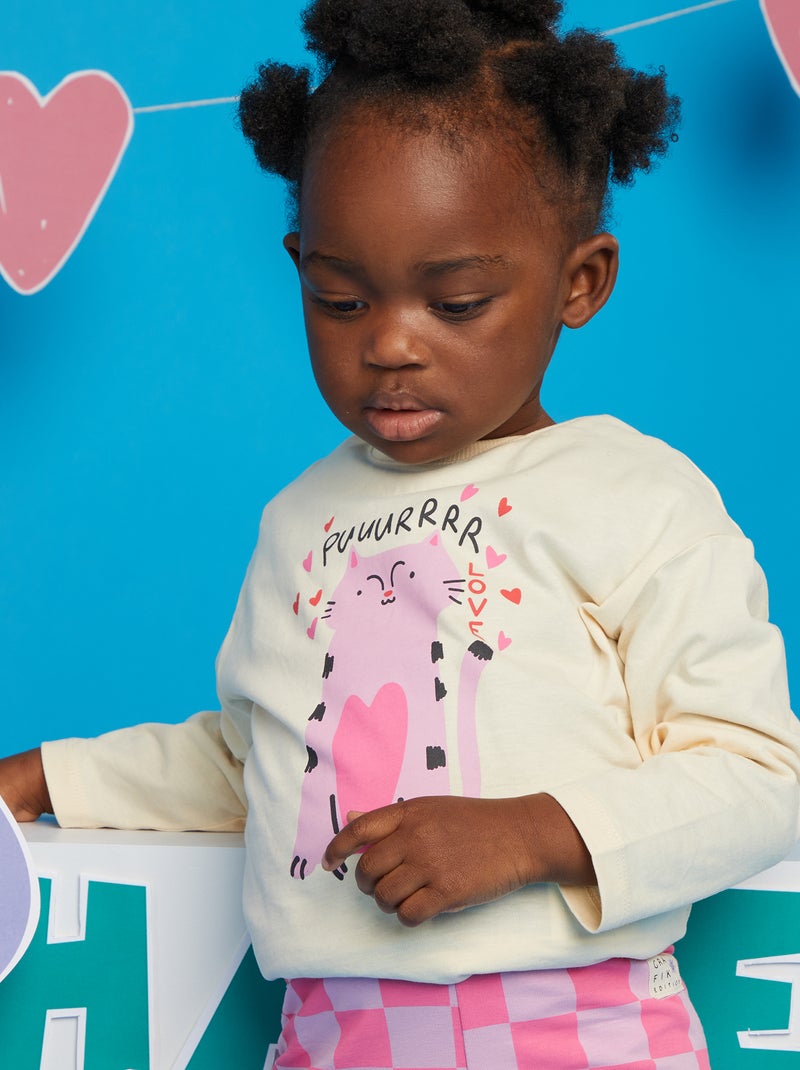 T-shirt em jersey de manga comprida - Grafik Edition BRANCO - Kiabi