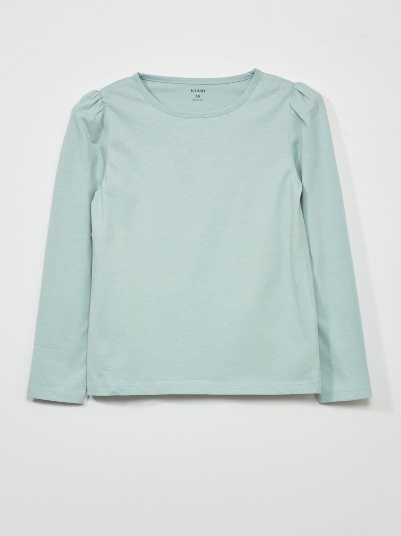 T-shirt em jersey de manga comprida AZUL - Kiabi