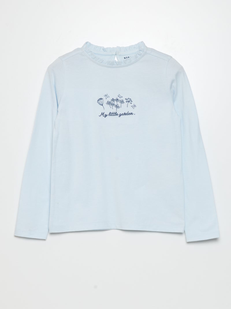 T-shirt em jersey de manga comprida AZUL - Kiabi