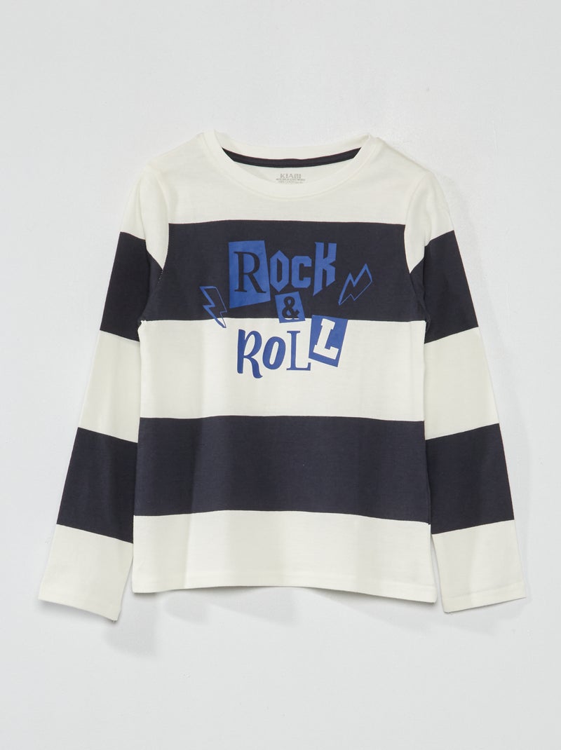 T-shirt em jersey de manga comprida AZUL - Kiabi
