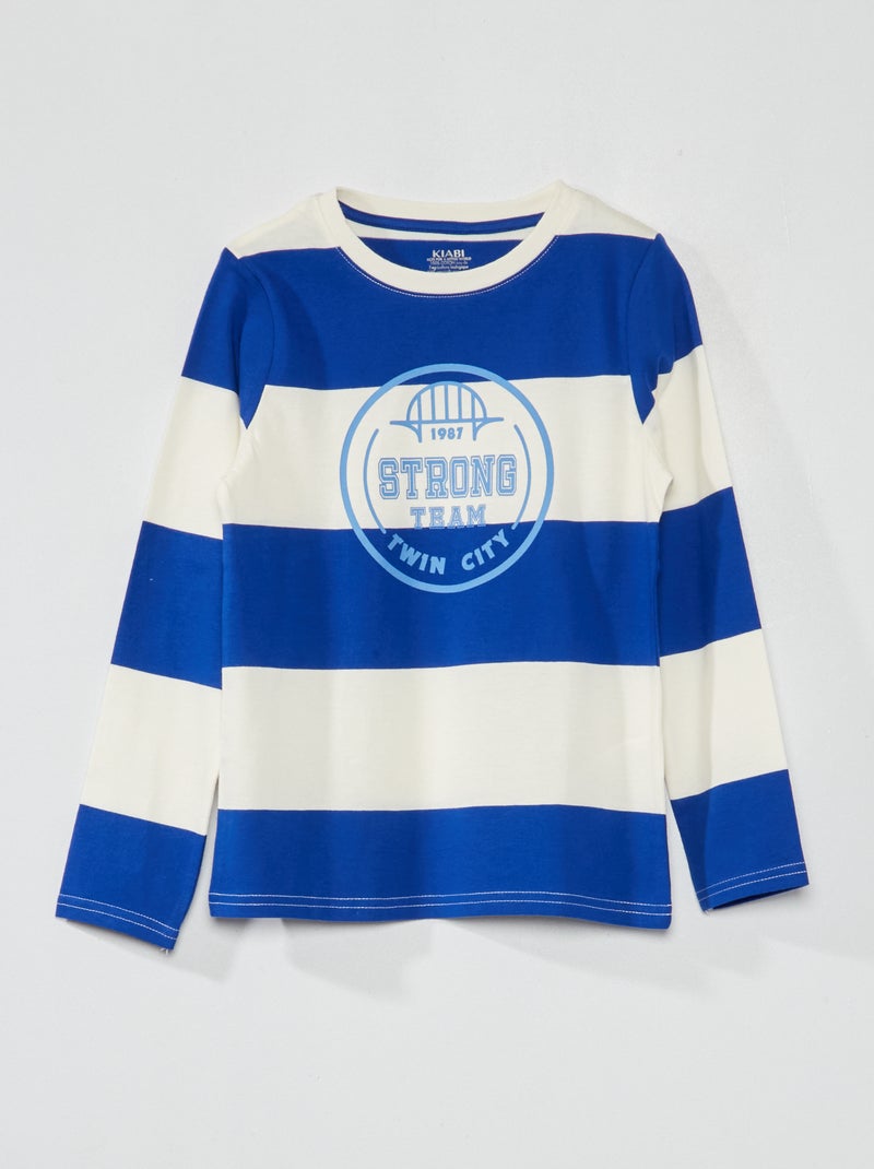 T-shirt em jersey de manga comprida AZUL - Kiabi
