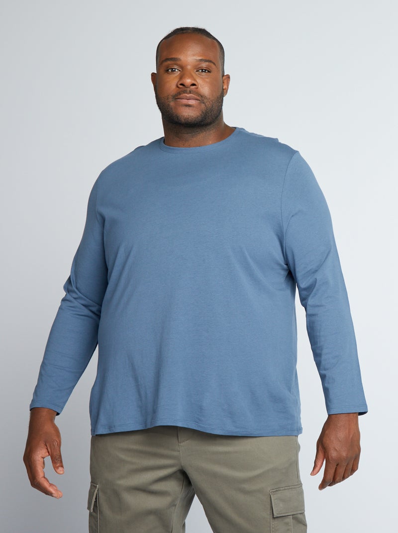 T-shirt em jersey de manga comprida AZUL - Kiabi