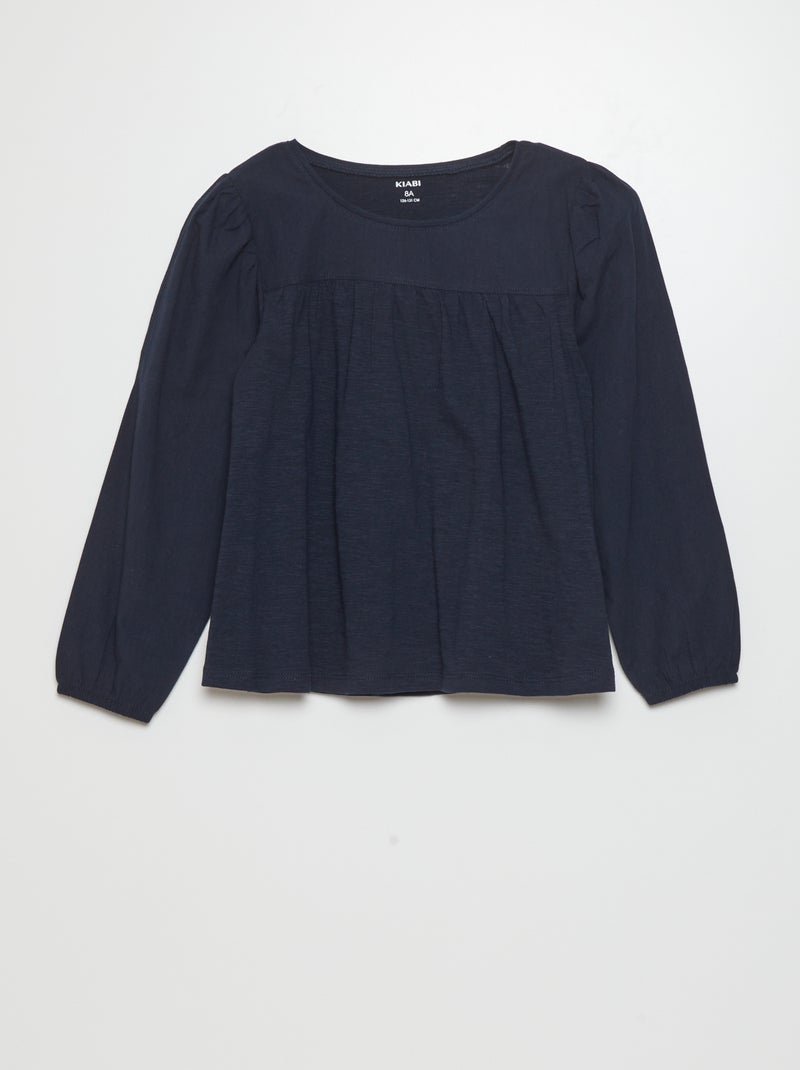 T-shirt em jersey de manga comprida AZUL - Kiabi