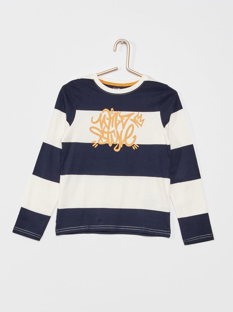 T-shirt em jersey de manga comprida AZUL - Kiabi