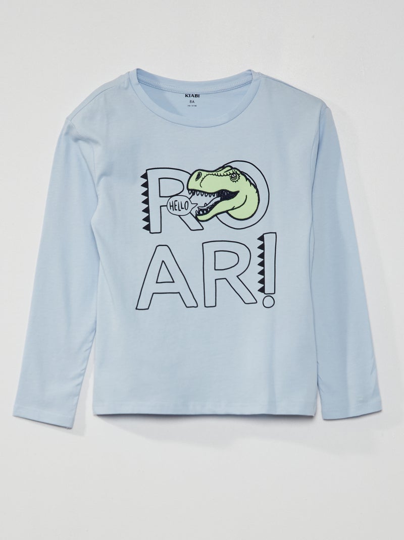 T-shirt em jersey de manga comprida AZUL - Kiabi
