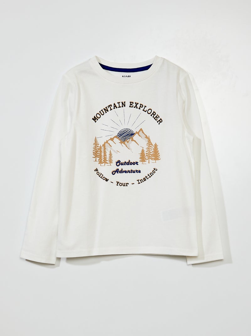 T-shirt em jersey de manga comprida BEGE - Kiabi
