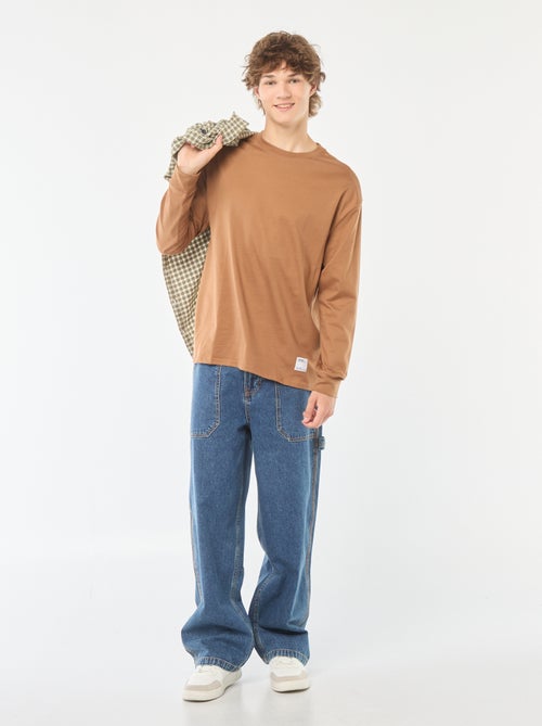 T-shirt em jersey de manga comprida - Kiabi