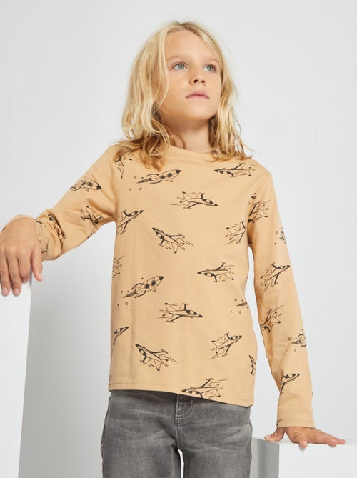 T-shirt em jersey de manga comprida - Kiabi