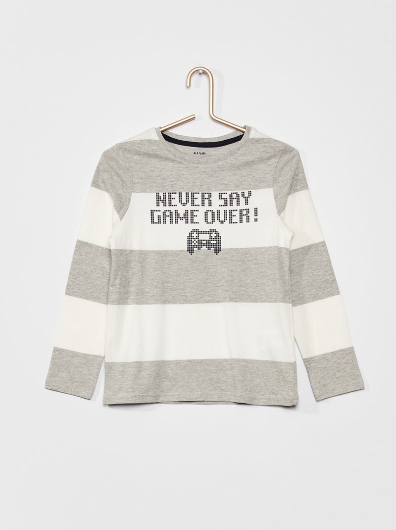 T-shirt em jersey de manga comprida BEGE - Kiabi