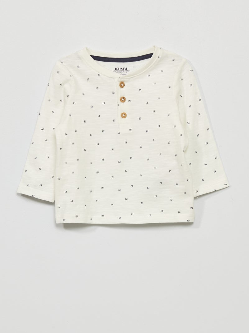 T-shirt em jersey de manga comprida BRANCO - Kiabi