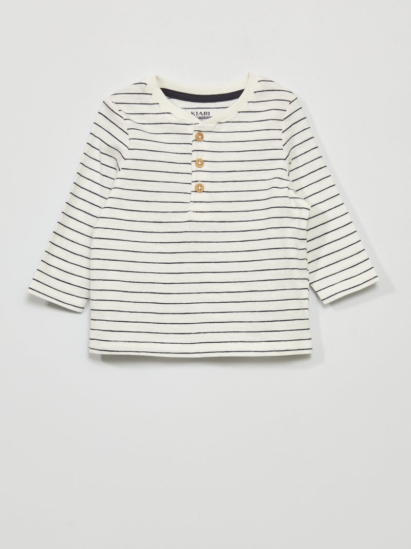 T-shirt em jersey de manga comprida BRANCO - Kiabi