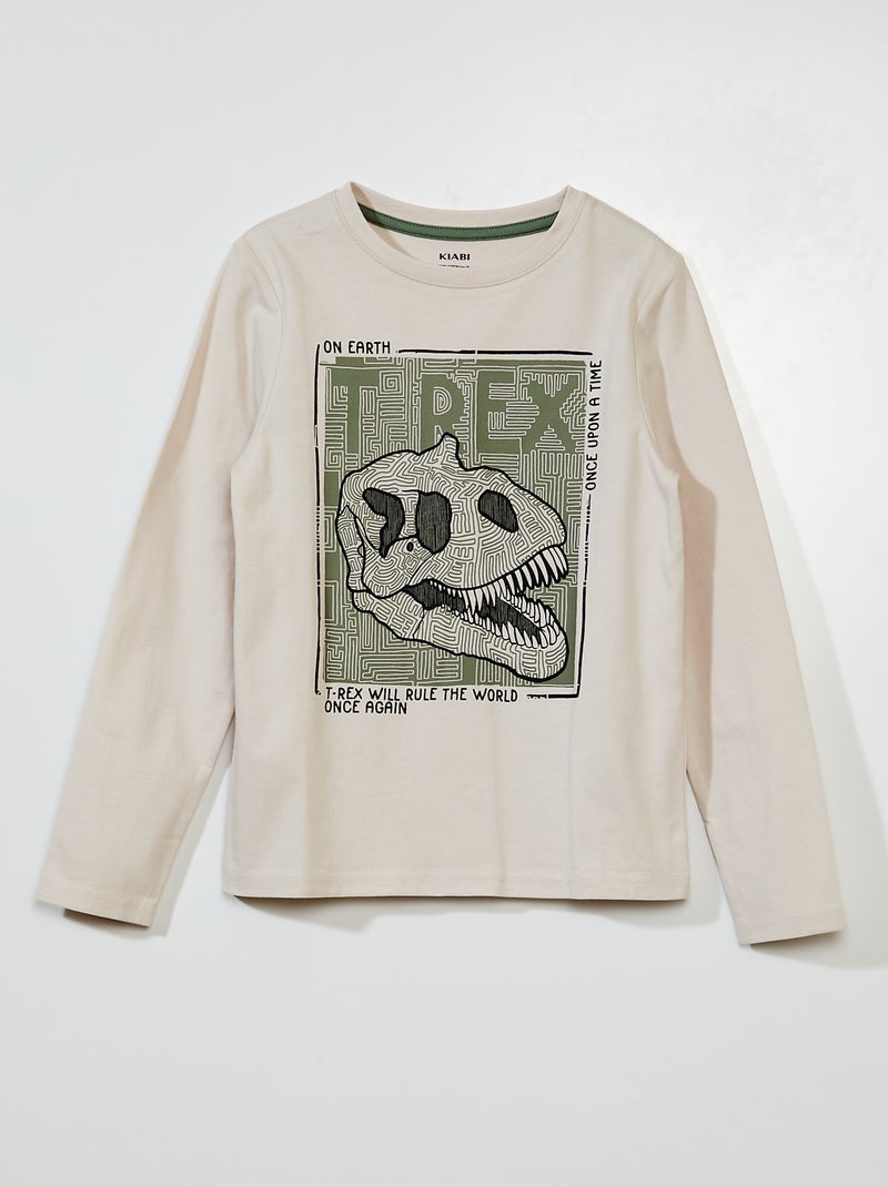 T-shirt em jersey de manga comprida BRANCO - Kiabi
