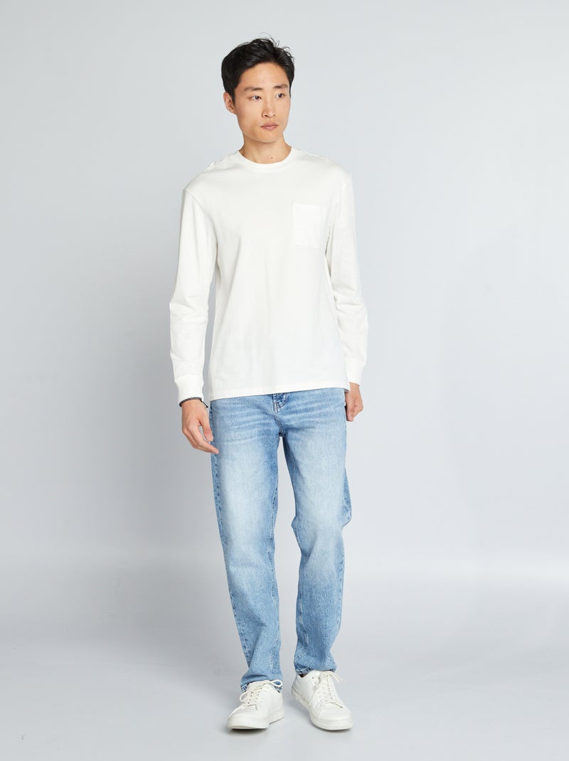 T-shirt em jersey de manga comprida Branco - Kiabi