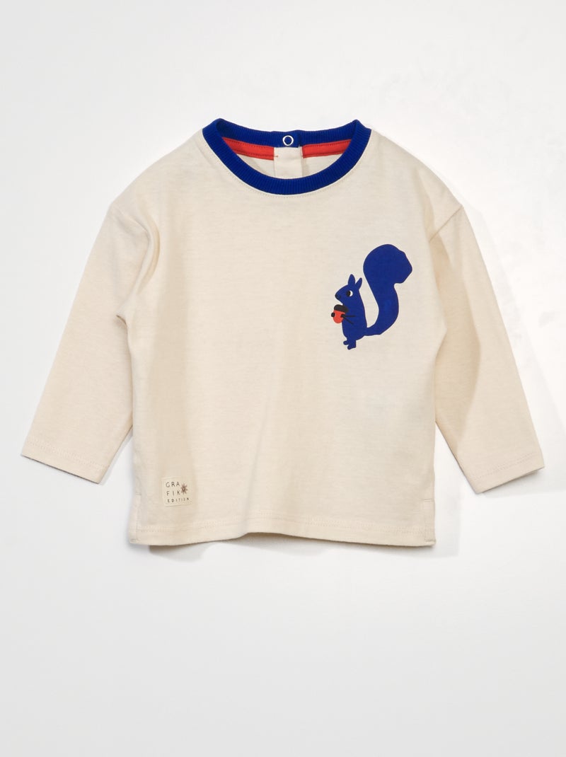 T-shirt em jersey de manga comprida BRANCO - Kiabi