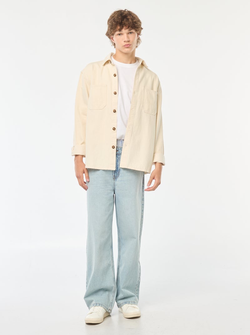 T-shirt em jersey de manga comprida Branco - Kiabi