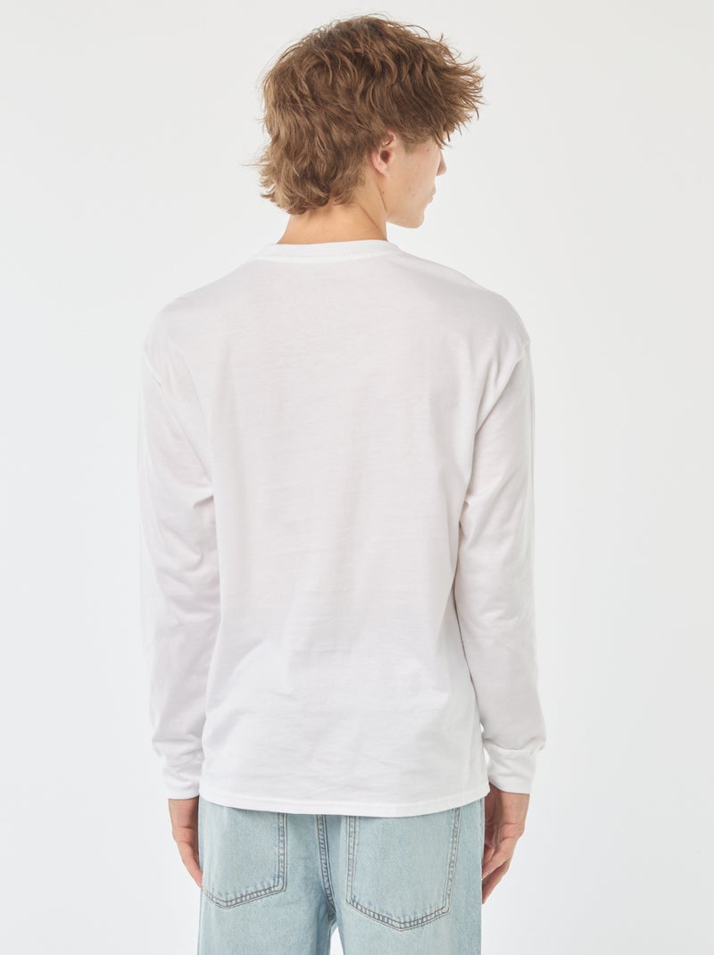 T-shirt em jersey de manga comprida Branco - Kiabi