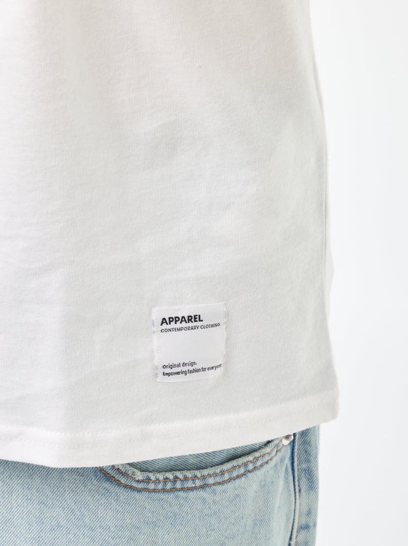 T-shirt em jersey de manga comprida Branco - Kiabi