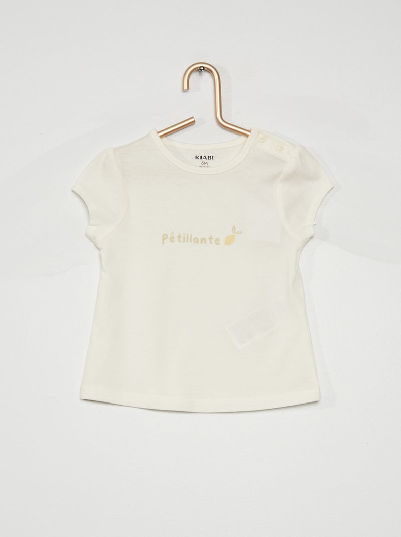 T-shirt em jersey de manga comprida BRANCO - Kiabi