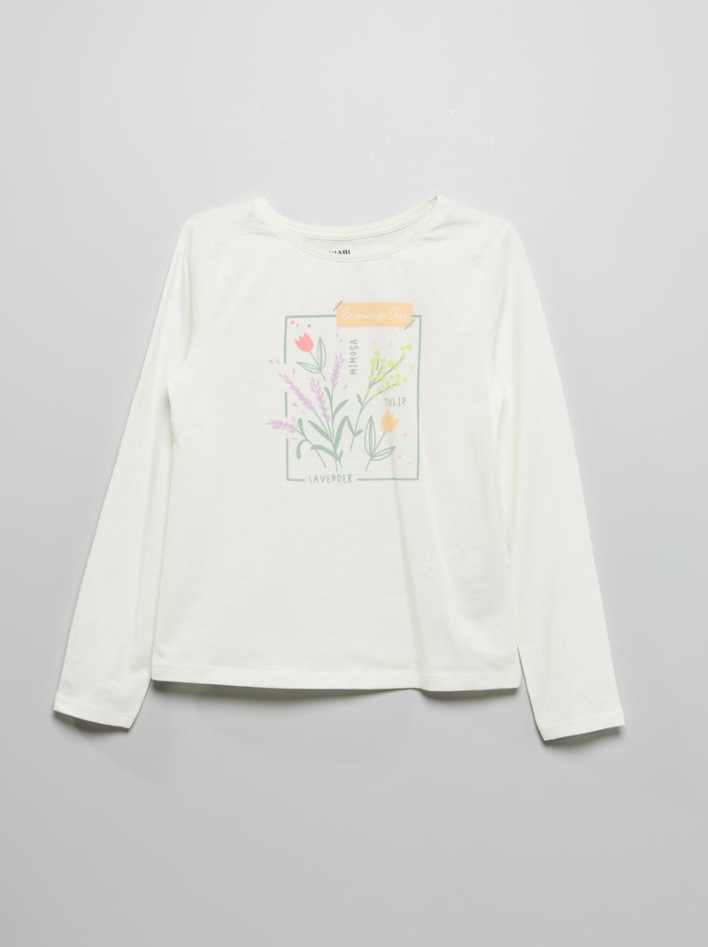 T-shirt em jersey de manga comprida BRANCO - Kiabi