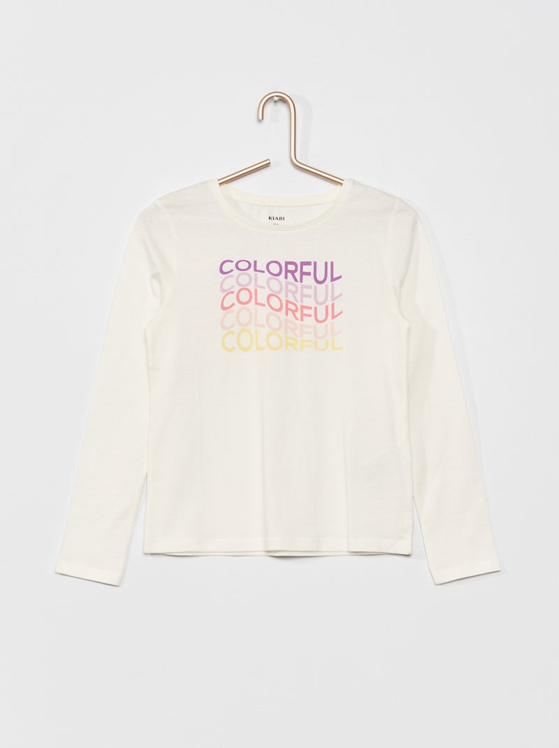 T-shirt em jersey de manga comprida BRANCO - Kiabi